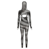 Cutout Hooded High Waist Tight Knitted
