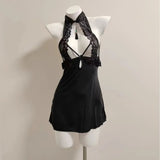 Cheongsam Pendant Neck Pyjab Sexy Hollow Cheongsam High-End Pure Lusty Homewear