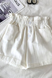 Summer Elegant High Waist Shorts Women Casual Solid Wide Leg Loose Cotton Short Pants With Belt Korean Sweet