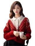 And Winter New Design Heavy Industry Hook Flower Wearing Alpaca Thick Sweater Senior Sense Loose Knit Shirt