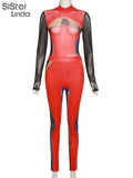 Colorful Print Casual Two Piece Sets Women Mesh Patchwork Skinny Sporty Bodysuits Top+High Waist Leggings