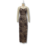 Women's Clothing 2025 Summer New Fashion Printing Body-Dew Chain Slings Mid-Long