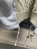Version Of The Loose Lazy Sweater 2025 Autumn And Winter New Round-Neck Long-Sleeved Cowboy Splicing Design Feel Meat