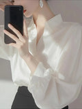 Temperament White Shirt Woman 2025 Spring High-End Professional Commuting Long-Sleeved Top Fashion Chiffon