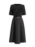 Fashion Temperament Dress Women 2025 Spring New Cane Splicing Long Dress Body High-End Women's