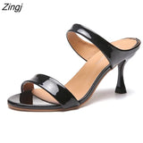 Black Red Heels Slippers Women High Heels Flip Flops Slides Party Shoes New Summer Slippers Zapatillas De Mujer