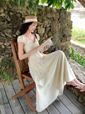 Xixi 13 Line 2025 Summer New Temperament Pure High-Waisted Tie With Short-Sleeved Dress Dress Women