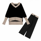 Women's Autumn Dress 2025 New Net Red Temperament Knitted Top Broad Leg Pants Goddess Fashion Two