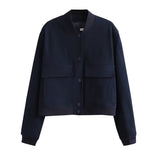 Color 2025 Spring And Autumn New Stand-Up Big Pocket Women's Jacket Women's