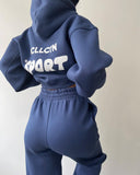 Casual Plus Velvet Long-Sleeved Hooded Trousers Set For Autumn/Winter