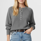 Women's Autumn And Winter Casual Round-Neck Sweater Henry Shirt Button Knitted