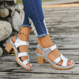 Hollow Magic High Heel Sandals Women's New Buckle Thick Heel Buckle With Fish Mouth