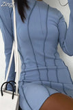 Women's Mini Dress Sexy 2023 Women Long Sleeve Round Neck Party Short Dress Female Spring Fall Sexy Mini