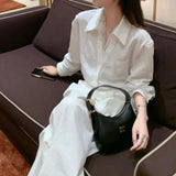Spring And Summer New Shirt Women's Long-Sleeved Lace Splicing Design Sense Of Simple Commuting Thin