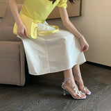 Summer Fashion Net Red New Large Square Head Butterfly Shape Fine Heel Sandals High Heel Women's