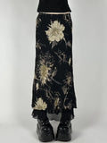 Sen Huahua Print Low-Rise Thin Half-Dress Babes Babes Babes Babes Thorny A-Word Long