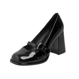 2025 New High-Heeled Pink Square Leather Shoes Thick Heel Sweet Bow Single Shoes Women's Single