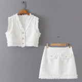 New Coarse-Woven Short-Coat Coat Coarse-Woven Mini-Skirt