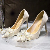 Wind High Heel Female Sheel 2025 New Bow Water Drill Tip Shallow High Heel Single Shoe
