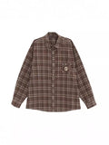 Zingj Couples Retro Badge Plaid Shirt Men And Women 2024 Spring And Autumn New Long Sleeve Versatile Shirt