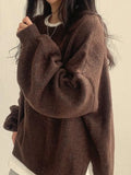 Oversized Split Hem Pullover Sweater- Outfit