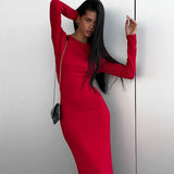Zingj Women's Wear Spring / Summer 2024 New Solid Color Long Sleeve Collect Purse Hip Slit Dress Children's Holiday