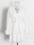 French Temperament Elegant Style Dress 2025 Summer New V-Neck Waist Thin Senior Feeling Long-Sleeved Dress