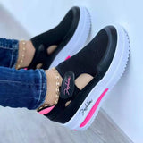 New Large-Size Casual Single-Shoe Women Fly Weave Slope And Magic Sticker Mesh