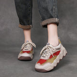 Layer Cow Skin 2025 Autumn New High Soft-Soled Soft-Sided Casual Sports Women's Shoes Old Dad Shoes Round