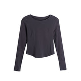 Zingj Early Fall Of 2024 New Bottom Shirt Women's Slim Hot Girl Design Sense Long-Sleeved T-Shirt Female Students Short Jacket