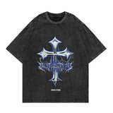 Summer New Spear Cranium Series Print T-Shirt Black Cotton Men And Women Universal