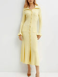 Collar Body Solid Temperament Elegant Knitted Dress Long Dress Autumn And Winter Women's