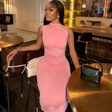 Women's Dress 2025 New Solid Color Long Dress Sleeveless Collar Temperament Casual Coat Dress