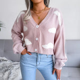 Wind Shooting Autumn And Winter New White Cloud Knitted Cardigan Sweater Women's