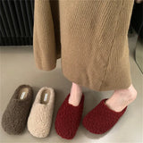 Retro Lamb Hair Plus Plush Fur Slippers Women's Bag Head Dragging Fairy Wind Lazy Cotton
