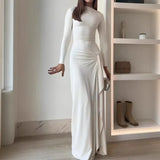 2025 New Women's Fashion Sexy Slim Slim Open Fork Dress