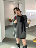 Xixi 2025 Autumn And Winter Loose Long Sleeve Temperament Wool Long Sleeves Solid Color Knitwear Sweater Sweater Women