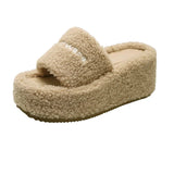 Women Wear 2025 Full-Length Teddy Slippers With Open-Toe