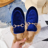 Rabbit Plus Plus Plush Bag Head Half Slippers Female Flat Base Lazy Outside Wearing Muller Shoes Size