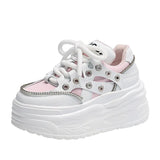 Sole Small White Shoes Female 2025 Autumn New Fashion Rivets Small Show Thin Loose Cake Shoes Lace Casual Sports