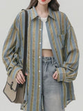 Zingj And Long Sunscreen Striped Shirt Female Summer Hong Kong Flavor Retro Chic Niche Unique Chic Top Thin