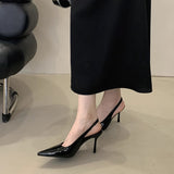 High-Heeled Shoes Sandals Women 2025 Spring And Summer New Temperament Fine Tip With Skirt Black Single