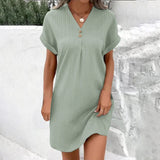 Women's 2025 New V-Neck Solid Color Jacket Comfortable Casual Button