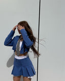 Cropped Blazer And Pleated Mini Skirt Set-Outfit