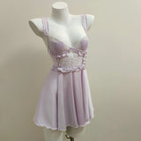 Pajamas Women 2025 New Summer Pure-Sensive High-End Feel Breast Pad Ladies Lace Ice Ribbon Sling