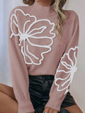 And Winter New Sweater Embroidered Three-Dimensional Flowers High-Neck Long-Sleeved