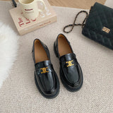 De Triphal Spring 2025 New Soft Leather Foot Pedal Thick Sole Metal Buckle Retro British Style Small Leather
