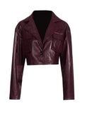 Temperament Jacket Jacket Female 2025 Autumn New Design Sense Big Lapel Splicing Pocket Short Leather Coat