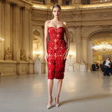 Sexy Long Dress Woman 2025 Spring New Fashion Three-Dimensional Flowers Splicing High-End Feel Breasts