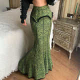 Vintage Ancient-Sense Plant Floral Print Bump Niche Design Hot Girl